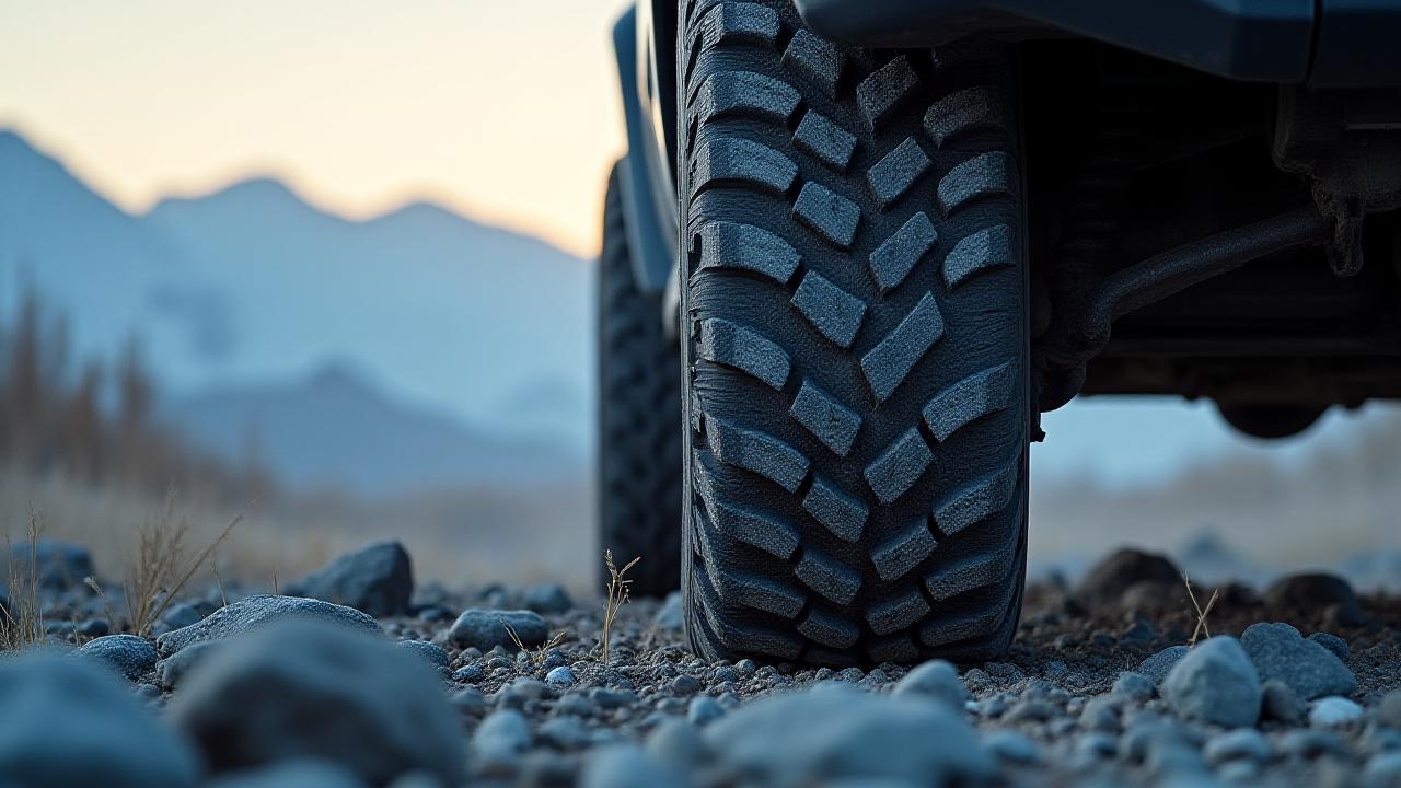 Колесо внедорожника на гравийной дороге Аляски